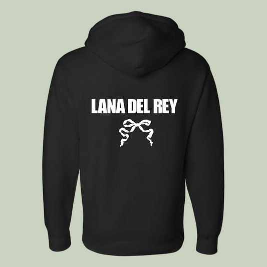 Black Hoodie With Ribbon Print