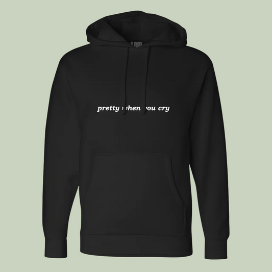 Black Hoodie With Ribbon Print