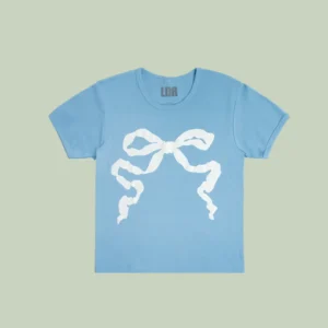 Blue Cropped T-Shirt With Ribbon
